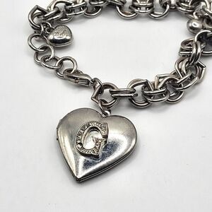 Monnogrammed G Locket Bracelet Chunky Charm 8.5in